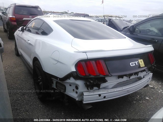 1FA6P8CF2H5239199 - 2017 FORD MUSTANG GT WHITE photo 3