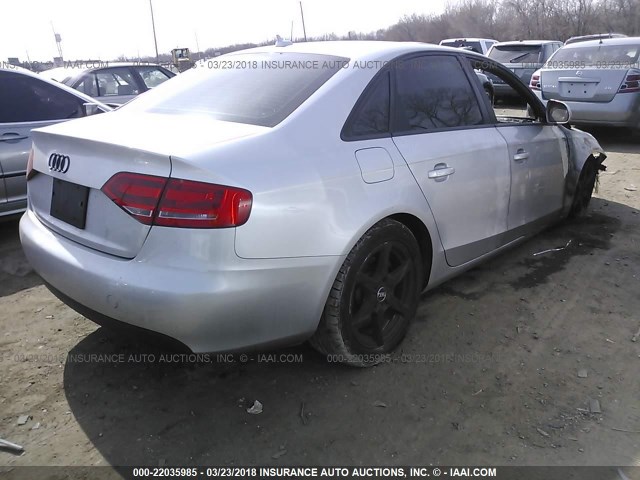 WAULF78K69N011401 - 2009 AUDI A4 2.0T QUATTRO SILVER photo 4