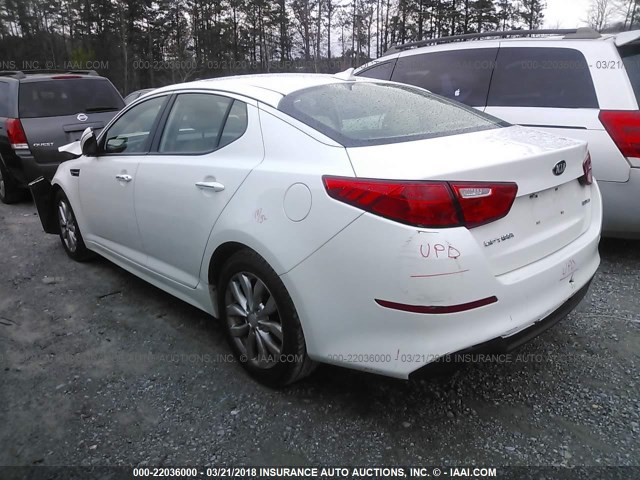 5XXGN4A75FG394136 - 2015 KIA OPTIMA EX WHITE photo 3