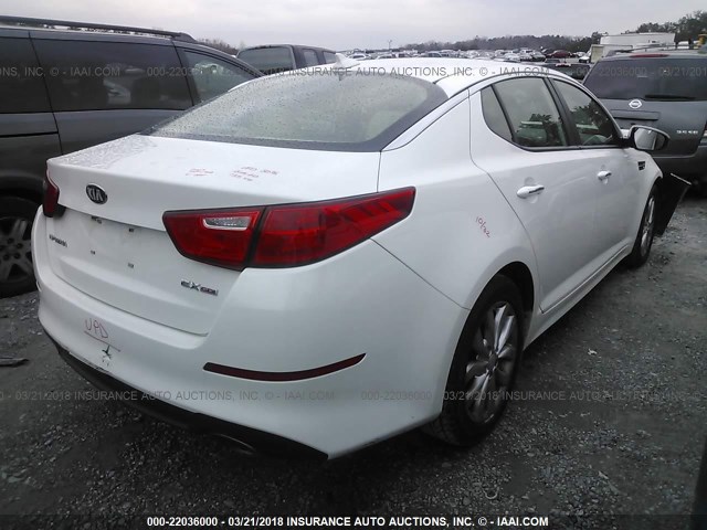 5XXGN4A75FG394136 - 2015 KIA OPTIMA EX WHITE photo 4