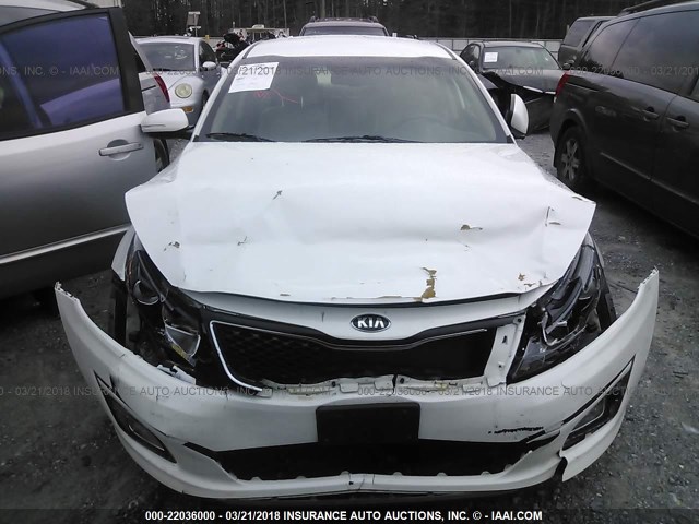 5XXGN4A75FG394136 - 2015 KIA OPTIMA EX WHITE photo 6