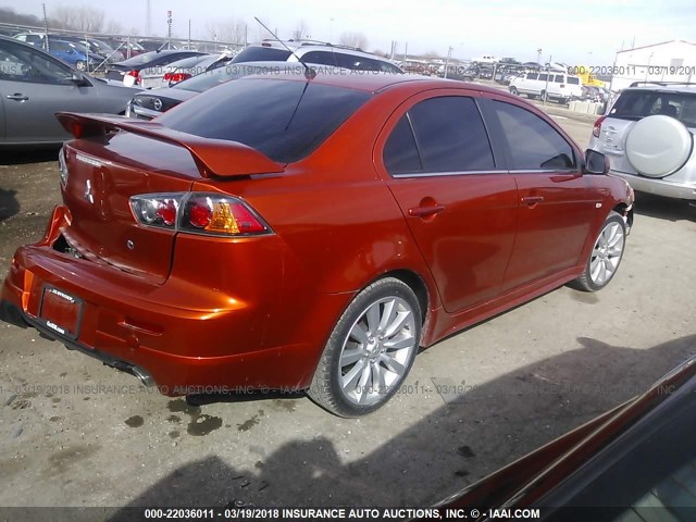 JA3AV66V09U027263 - 2009 MITSUBISHI LANCER RALLIART ORANGE photo 4