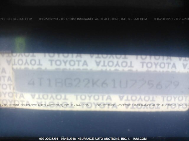 4T1BG22K61U775679 - 2001 TOYOTA CAMRY CE/LE/XLE BLUE photo 9
