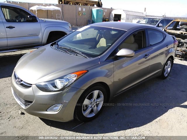 5NPDH4AE1DH293203 - 2013 HYUNDAI ELANTRA GLS/LIMITED GRAY photo 2