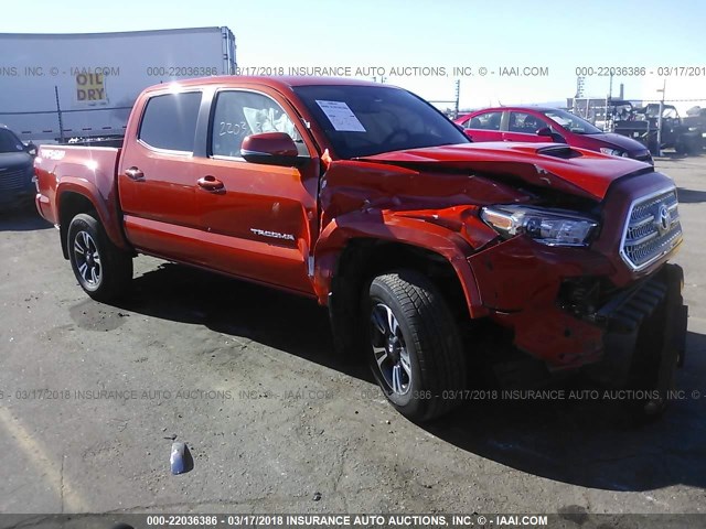 5TFCZ5AN8HX093167 - 2017 TOYOTA TACOMA DBL CAB/SR/TRDSPT/OR/PRO ნარინჯისფერი ფოტო 1