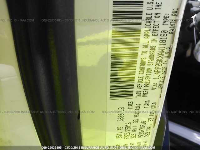 1J4PP2GKXAW118160 - 2010 JEEP LIBERTY SPORT 白色 照片 9