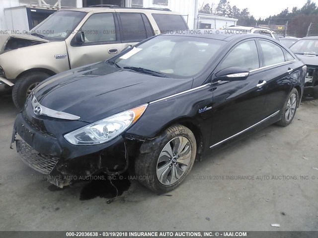 KMHEC4A42EA115914 - 2014 HYUNDAI SONATA HYBRID Սև լուսանկար 2