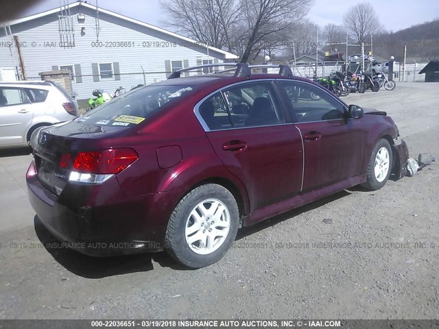 4S3BMAA67B1244845 - 2011 SUBARU LEGACY 2.5I BURGUNDY photo 4