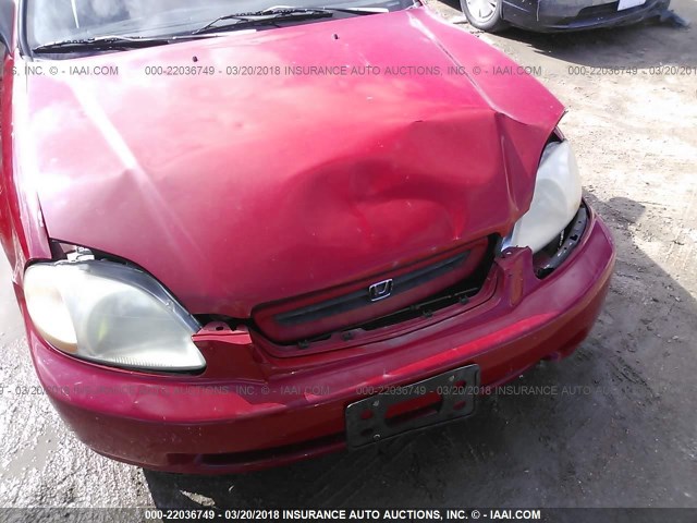 2HGEJ6348WH103970 - 1998 HONDA CIVIC DX RED photo 6