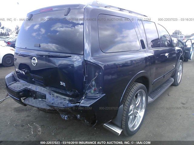 5N1AA08D98N609882 - 2008 NISSAN ARMADA SE/LE BLUE photo 4