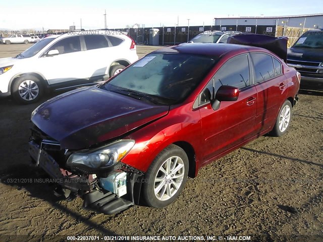 JF1GJAC67CH014037 - 2012 SUBARU IMPREZA PREMIUM MAROON photo 2