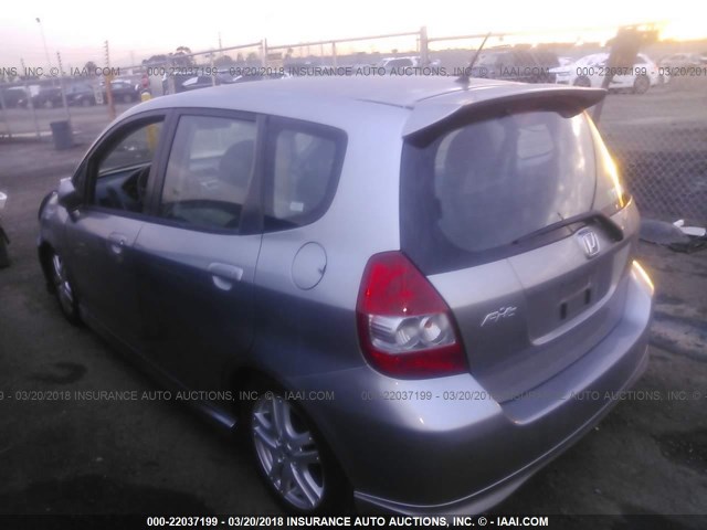 JHMGD38657S043310 - 2007 HONDA FIT S GRAY photo 3