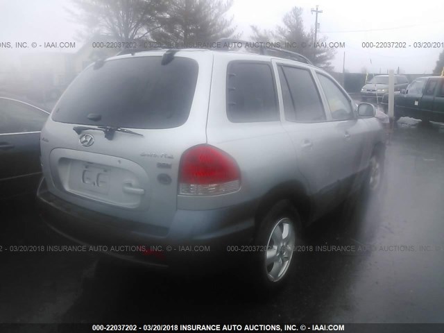 KM8SC13E55U953179 - 2005 HYUNDAI SANTA FE GLS/LX SILVER photo 4