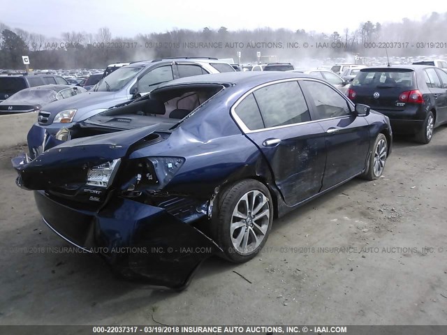 1HGCR2F57DA167605 - 2013 HONDA ACCORD SPORT BLUE photo 4