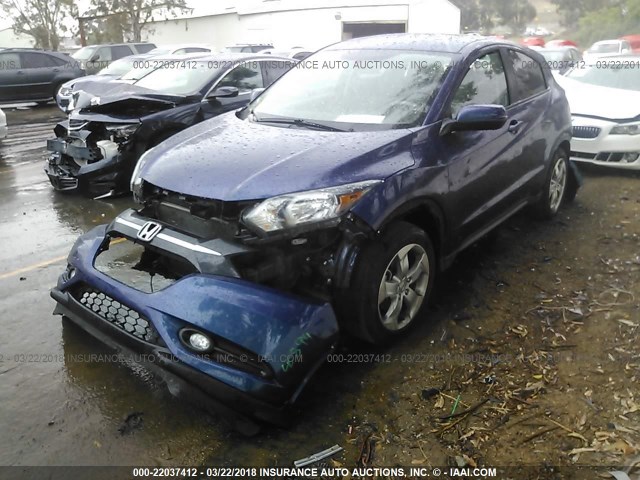 3CZRU5H54GM724719 - 2016 HONDA HR-V EX BLUE photo 2