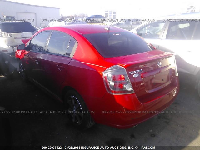 3N1AB6AP8CL673058 - 2012 NISSAN SENTRA 2.0/2.0S/SR/2.0SL RED photo 3