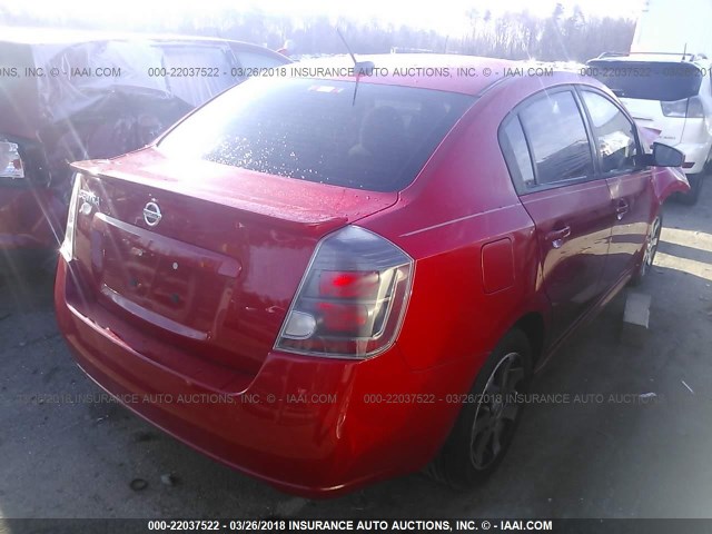 3N1AB6AP8CL673058 - 2012 NISSAN SENTRA 2.0/2.0S/SR/2.0SL RED photo 4