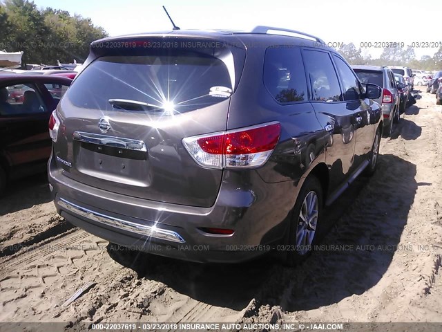 5N1AR2MN4GC641930 - 2016 NISSAN PATHFINDER S/SV/SL/PLATINUM BROWN photo 4