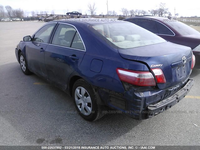 4T1BE46K98U200708 - 2008 TOYOTA CAMRY CE/LE/XLE/SE Dark Blue photo 3