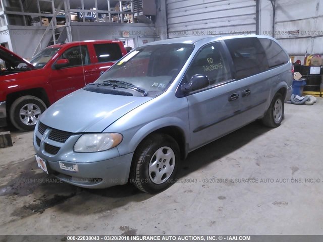 1D4GP24393B116092 - 2003 DODGE GRAND CARAVAN SE BLUE photo 2