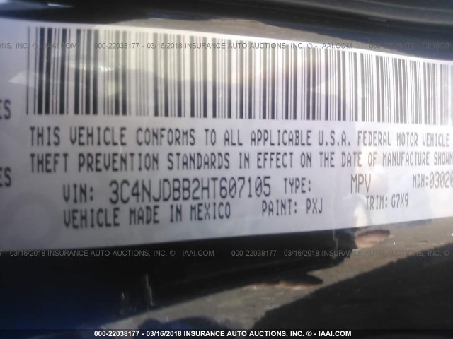 3C4NJDBB2HT607105 - 2017 JEEP COMPASS LATITUDE 黑色 照片 9