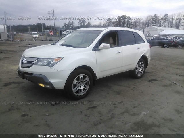 2HNYD28679H503295 - 2009 ACURA MDX TECHNOLOGY WHITE photo 2