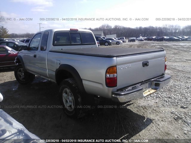 5TEWM72N21Z848463 - 2001 TOYOTA TACOMA XTRACAB SILVER photo 3