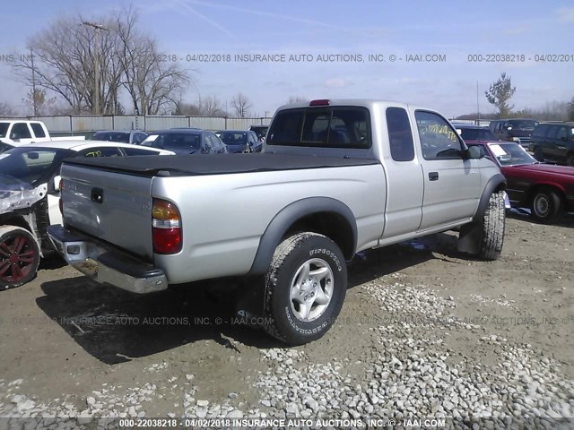 5TEWM72N21Z848463 - 2001 TOYOTA TACOMA XTRACAB SILVER photo 4