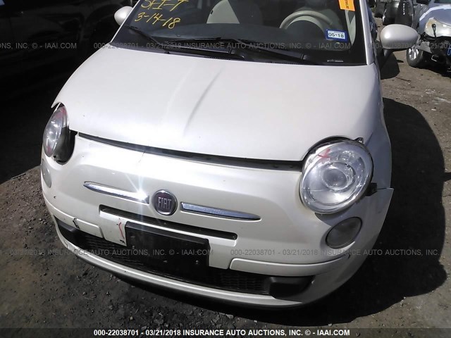 3C3CFFAR9CT321896 - 2012 FIAT 500 POP WHITE photo 6