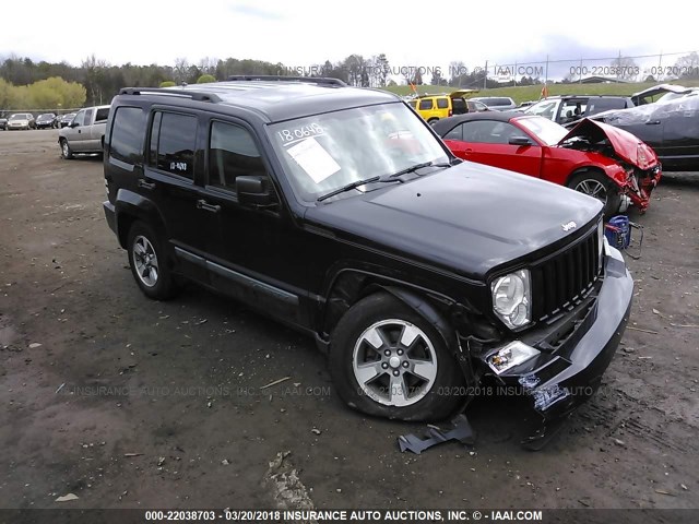 1J8GN28K48W206442 - 2008 JEEP LIBERTY SPORT BLACK photo 1