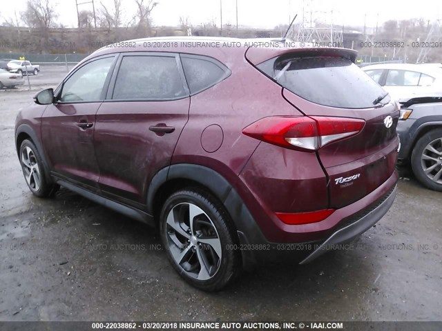 KM8J33A2XGU194337 - 2016 HYUNDAI TUCSON LIMITED/SPORT AND ECO/SE RED photo 3