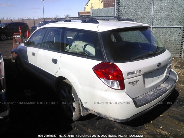 4S4BP61C387339799 - 2008 SUBARU OUTBACK 2.5I WHITE photo 3