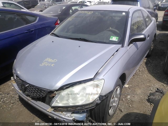 1HGEM22355L019289 - 2005 HONDA CIVIC DX VP SILVER photo 2