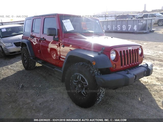 1J4BA3H14AL130605 - 2010 JEEP WRANGLER UNLIMITE SPORT RED photo 1