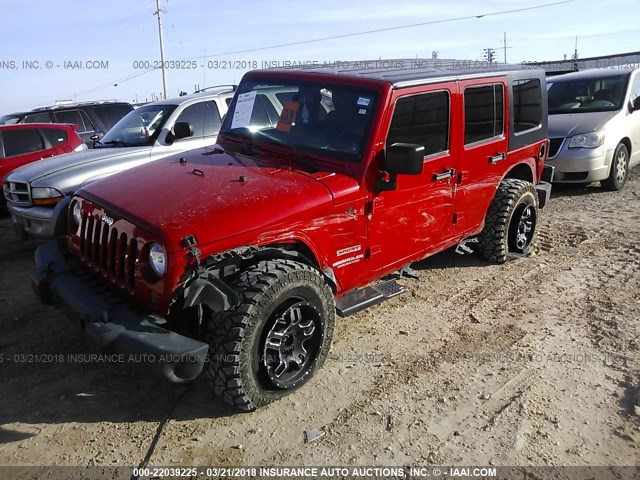 1J4BA3H14AL130605 - 2010 JEEP WRANGLER UNLIMITE SPORT RED photo 2