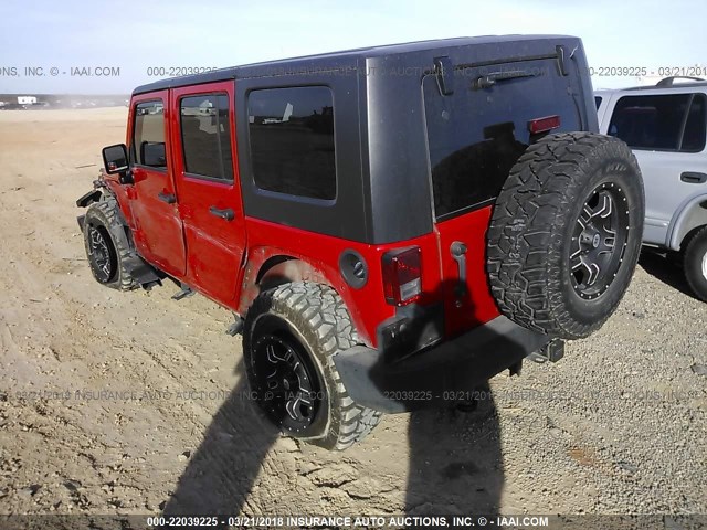 1J4BA3H14AL130605 - 2010 JEEP WRANGLER UNLIMITE SPORT RED photo 3