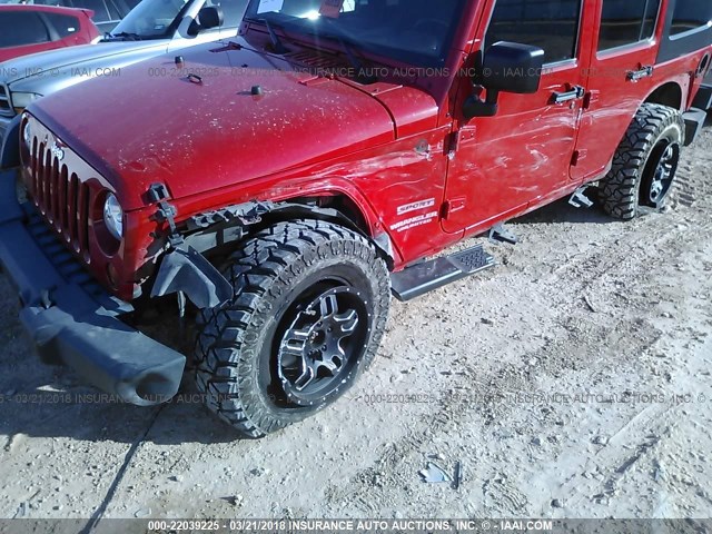 1J4BA3H14AL130605 - 2010 JEEP WRANGLER UNLIMITE SPORT RED photo 6