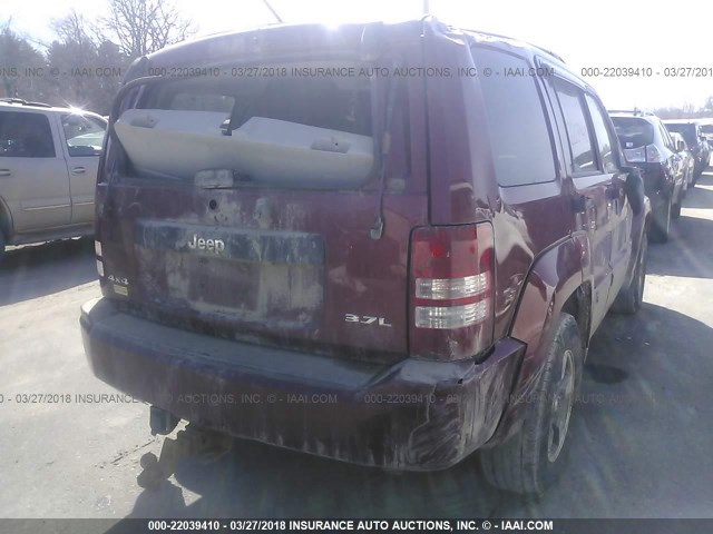 1J8GN28K48W153645 - 2008 JEEP LIBERTY SPORT RED photo 4