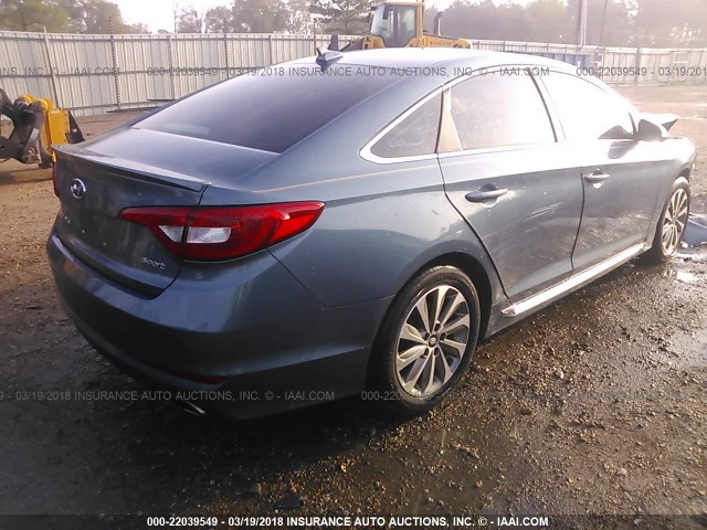 5NPE34AF1FH098605 - 2015 HYUNDAI SONATA SPORT/LIMITED BLUE photo 4