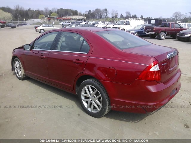 3FAHP0JA2AR166906 - 2010 FORD FUSION SEL RED photo 3