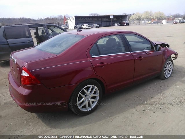 3FAHP0JA2AR166906 - 2010 FORD FUSION SEL RED photo 4