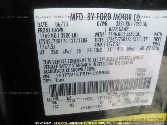 1FTFW1EF5DFC95658 - 2013 FORD F150 SUPERCREW GREEN photo 9