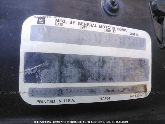 1G2PG3797FP258505 - 1985 PONTIAC FIERO GT SILVER photo 9