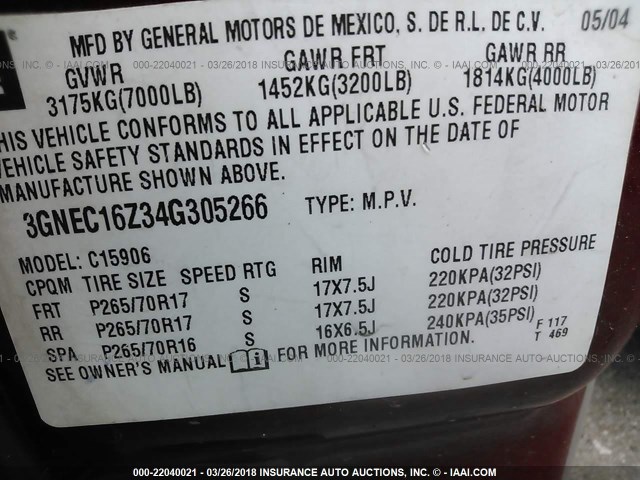 3GNEC16Z34G305266 - 2004 CHEVROLET SUBURBAN C1500 BURGUNDY photo 9