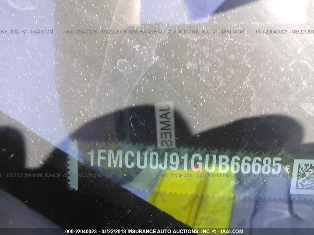 1FMCU0J91GUB66685 - 2016 FORD ESCAPE TITANIUM WHITE photo 9