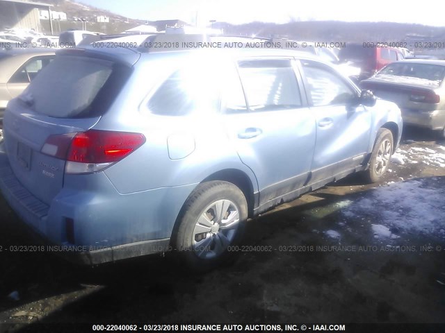 4S4BRBAC6B3416098 - 2011 SUBARU OUTBACK 2.5I Light Blue photo 4