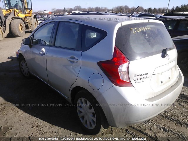 3N1CE2CP3FL367072 - 2015 NISSAN VERSA NOTE S/S PLUS/SV/SL/SR SILVER photo 3