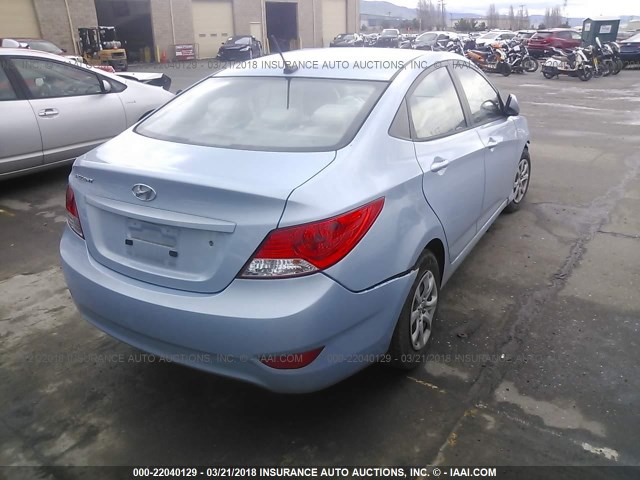 KMHCT4AE5DU536555 - 2013 HYUNDAI ACCENT GLS/GS BLUE photo 4