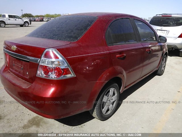 KL1TD56EX9B299121 - 2009 CHEVROLET AVEO LS/LT RED photo 4