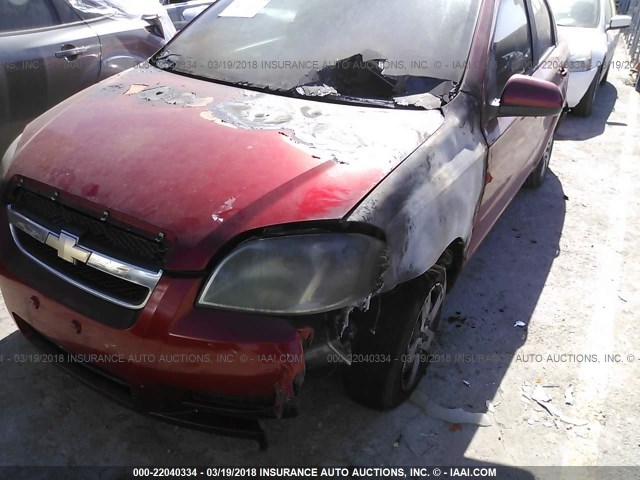 KL1TD56EX9B299121 - 2009 CHEVROLET AVEO LS/LT 红色 照片 6